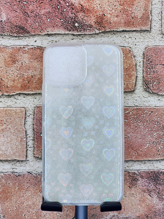 iPhone 12 Phone Case Clear Hearts