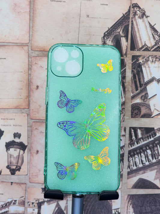 iPhone 13 Green Glitter Butterfly