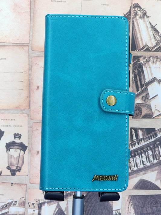 iPhone 14 Max Blue Wallet Phone Case