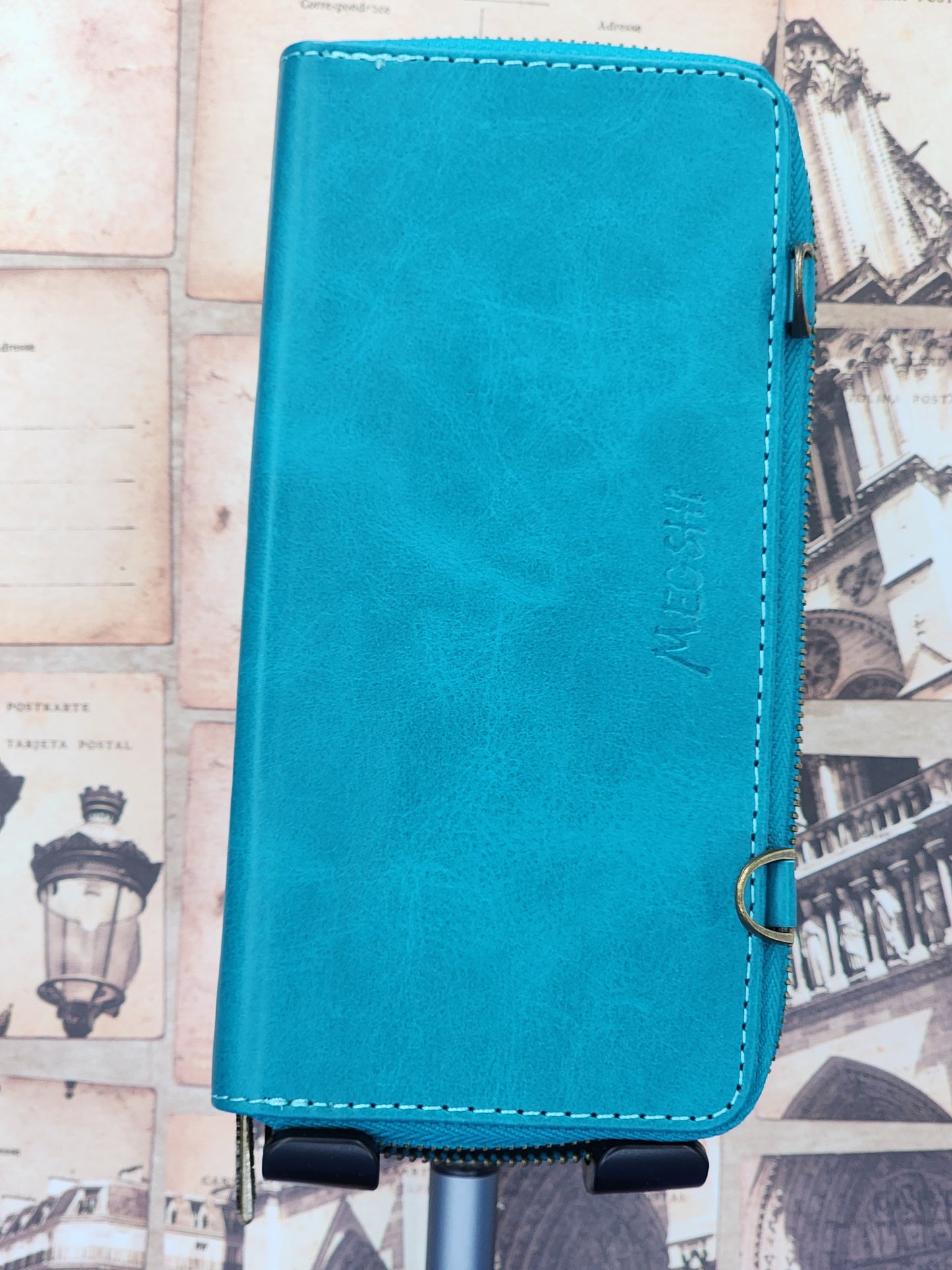iPhone 14 Max Blue Wallet Phone Case