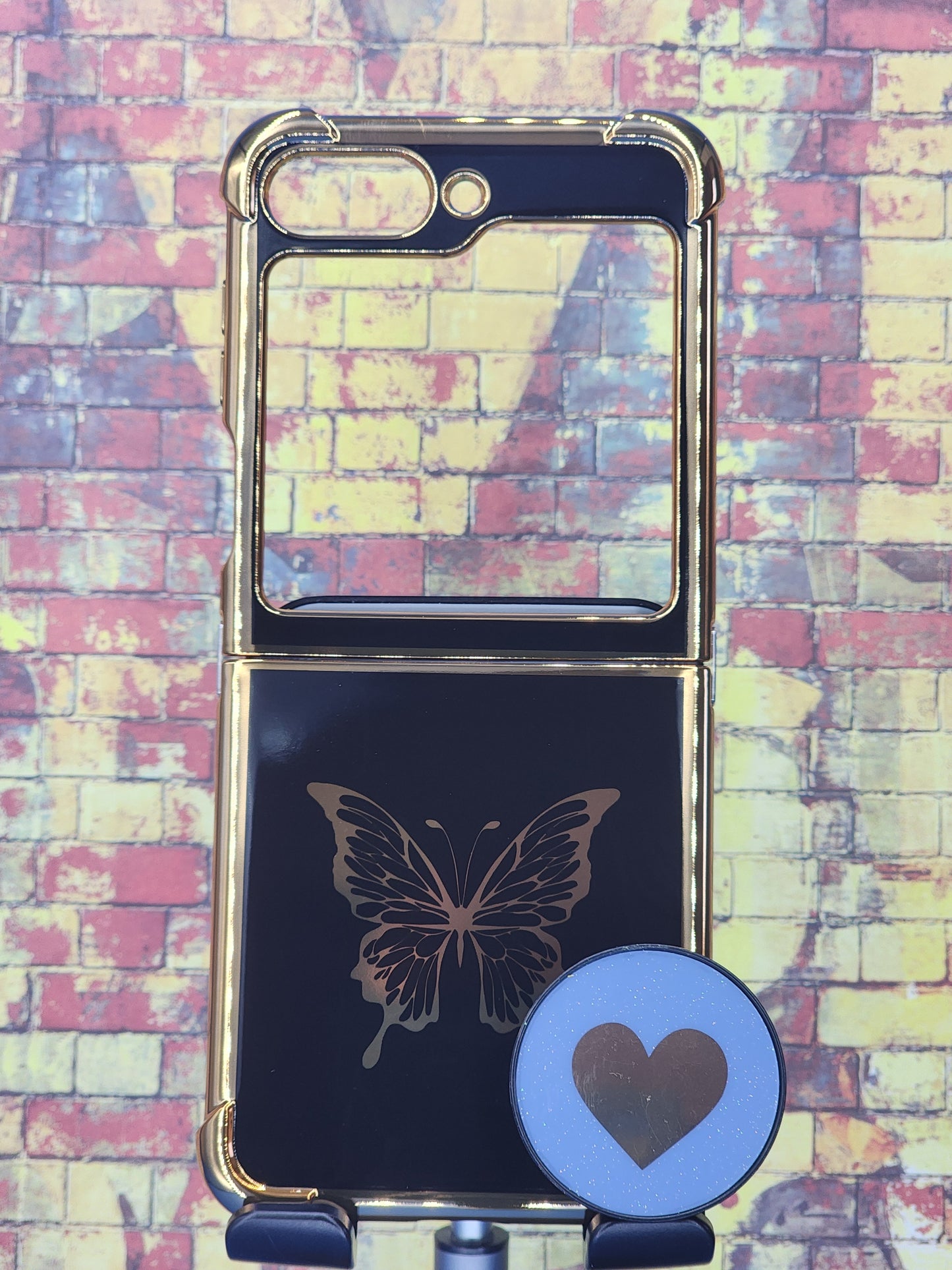 Samsung Galaxy Z Flip 5 Gold / Black Butterfly w/ Kickstand