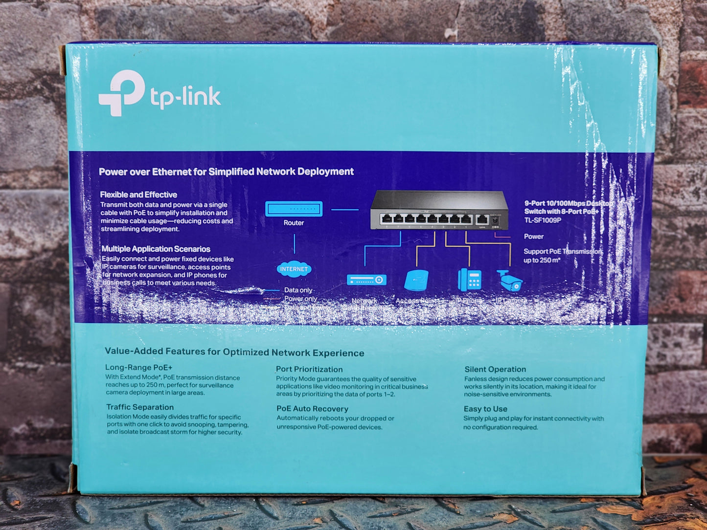 TP-Link 9 Port Fast Ethernet 10/100Mbps PoE Switch | 8 PoE+ Ports @65W PoE