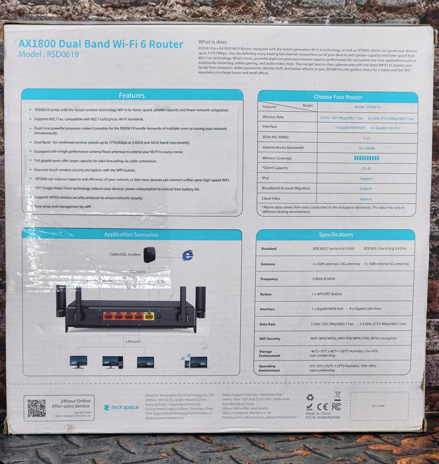 Rockspace AX1800 Dual-Band Wi-Fi 6 Router