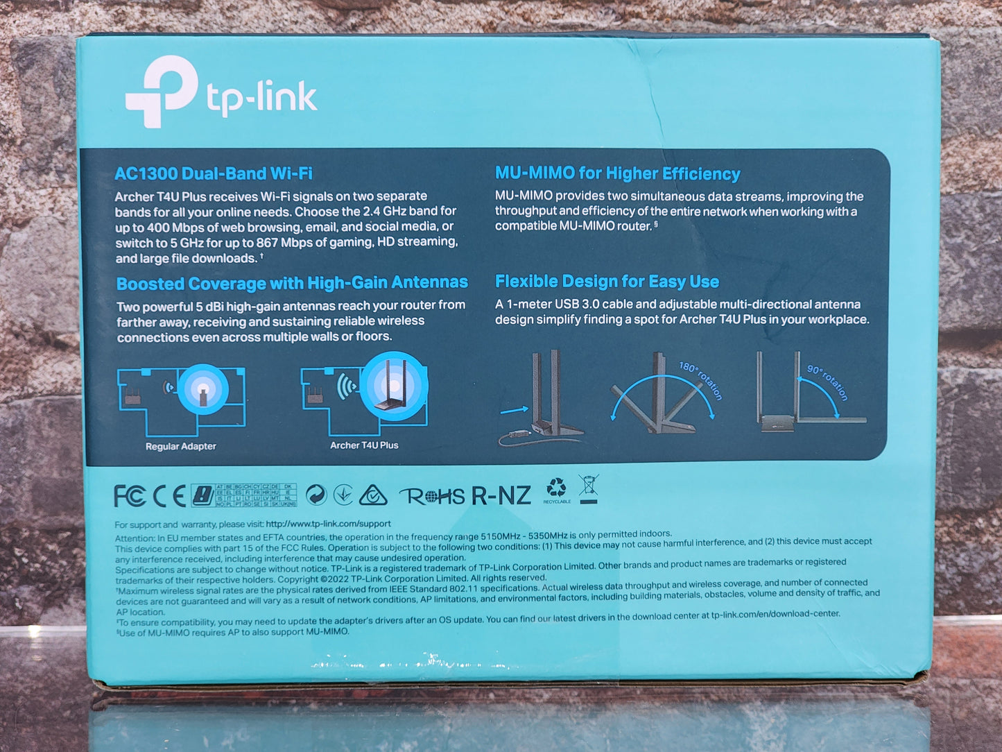 TP-Link AC1300 DUAL ANTENNAS HIGH-GAIN WIRELESS USB ADAPTER Archer T4U Plus T9B7