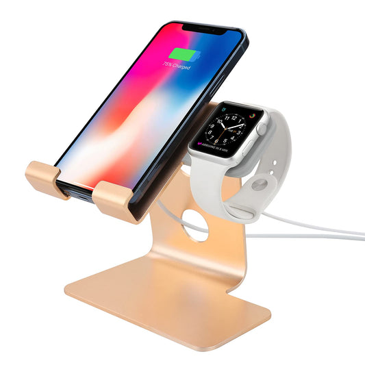 Transeca 2-in-1 Gold Stand Compatible with Magsafe Charger and Apple Watch