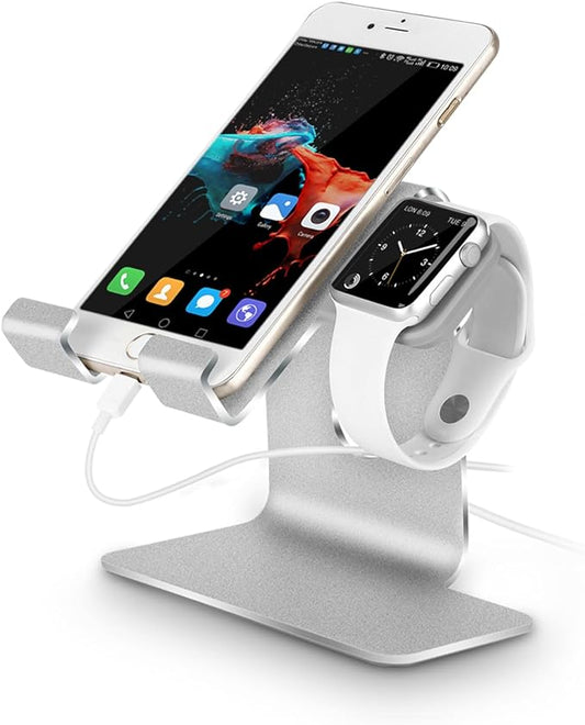 Transeca 2-in-1 Silver Stand Compatible with Magsafe Charger and Apple Watch